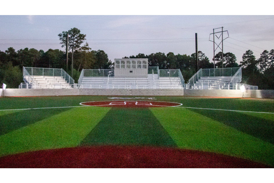 Stacked pressbox over a storage room